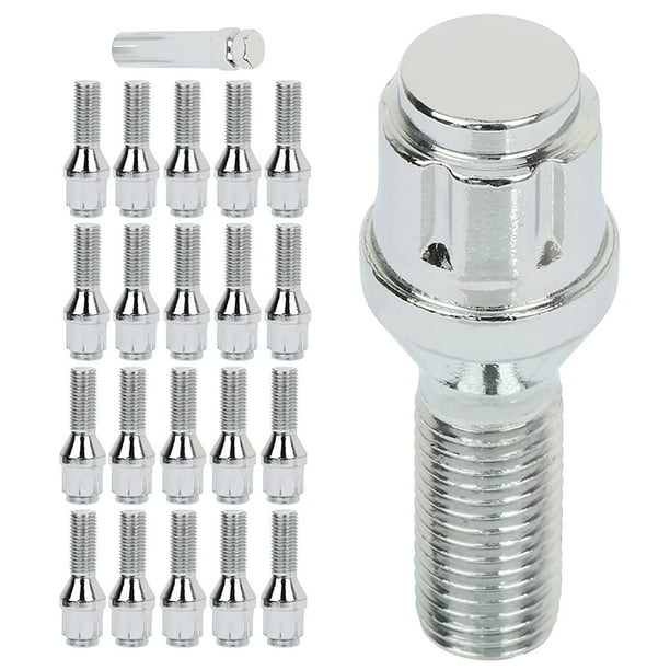 cciyu LUG BOLT 12x1.25 20set Silver Wheel Lug Shank 20 mm with 2 Key fits for Audi Mercedes VW cciyu LUG BOLT 12x1.25 20set Silver Wheel Lug Shank 20 mm with 2 Key fits for Audi Mercedes VW